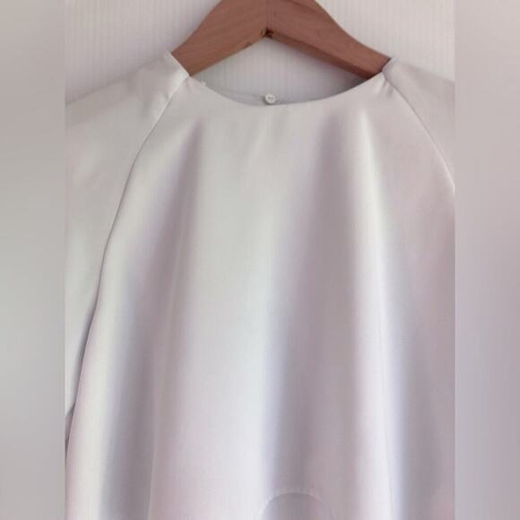 Zara flowy white dress shirt top short sleeve back button closure size XS - Picture 3 of 6